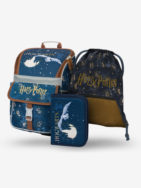 BAAGL  Fialový školský set - aktovka, penál, taška Baagl Zippy Harry Potter Bradavice