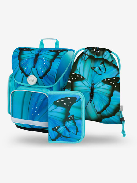 BAAGL  Modrý školský set Ergo - aktovka, penál, taška Baagl Butterfly