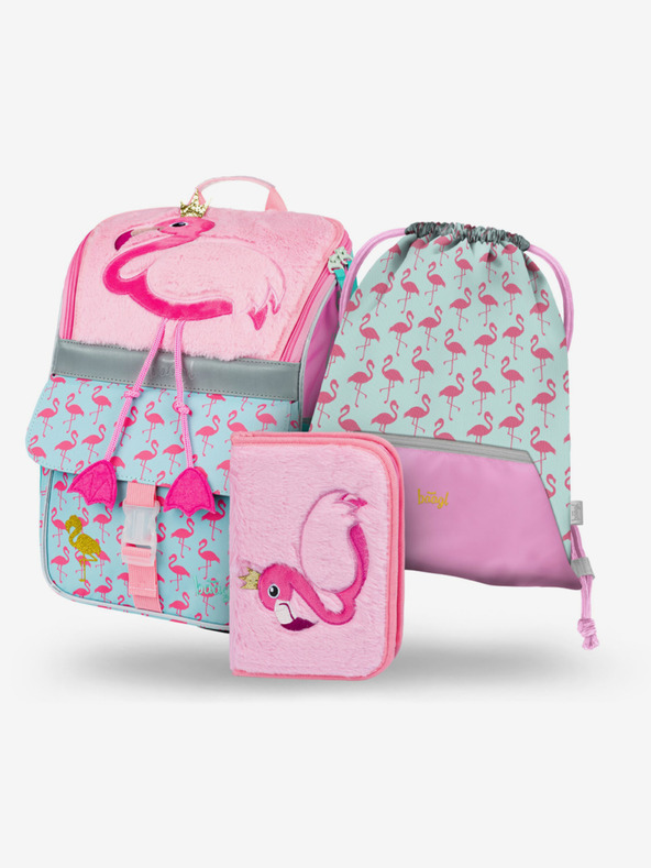 BAAGL  Ružový školský set Zippy - aktovka, peračník, taška Baagl Flamingo