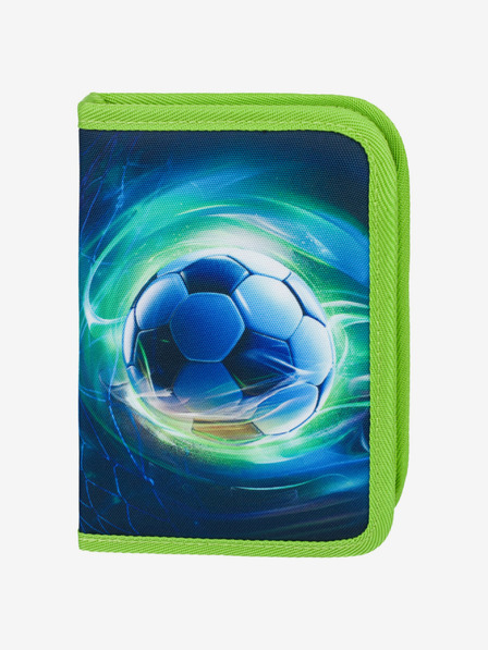 BAAGL  Zelený Školský jednoposchodový penál Futbalová lopta Baagl