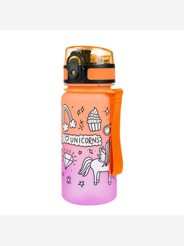 BAAGL  Oranžová tritanová fľaša na pitie gradient jednorožec, 350 ml Baagl