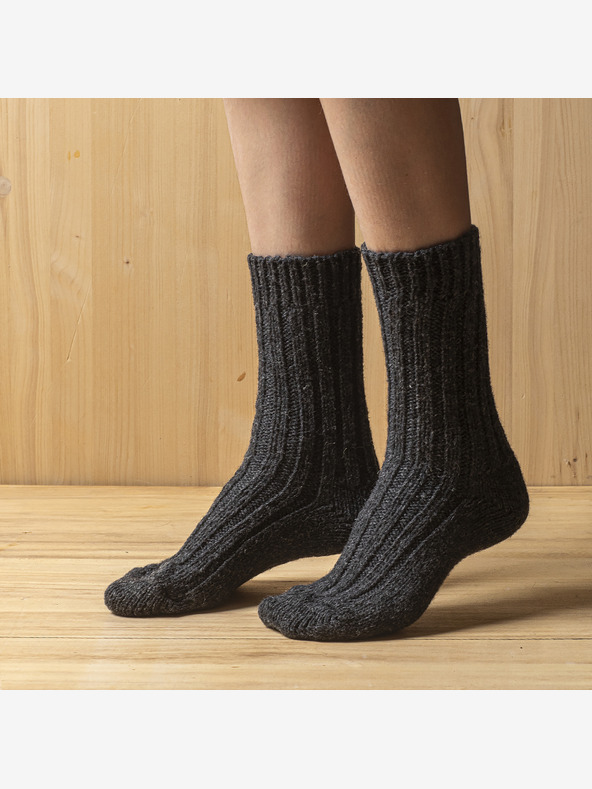 Balkanova Hrubé vlnené ponožky 100% merino vlna, antracitová farba