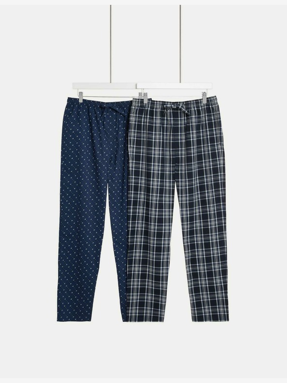 Marks & Spencer Pyžamové šortky z čistej bavlny, 2 ks Marks & Spencer námornícka modrá