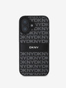 DKNY DKNY PU kožený zadný kryt s opakujúcim sa vzorom s tonálnym prúžkom pre iPhone 16 čierny