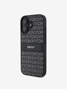 DKNY DKNY PU kožený zadný kryt s opakujúcim sa vzorom s tonálnym prúžkom pre iPhone 16 čierny