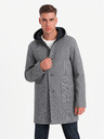 Ombre Clothing Pánsky melírovaný dlhý kabát s kapucňou Ombre Clothing