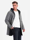 Ombre Clothing Pánsky melírovaný dlhý kabát s kapucňou Ombre Clothing