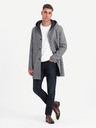 Ombre Clothing Pánsky melírovaný dlhý kabát s kapucňou Ombre Clothing