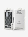 DKNY DKNY PU kožený zadný kryt so šachovnicovým vzorom a pruhmi pre iPhone 16 Pro Max čierny