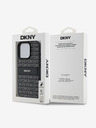 DKNY DKNY PU kožený zadný kryt s opakujúcim sa vzorom s tónovaným prúžkom pre iPhone 16 Pro Max čierny
