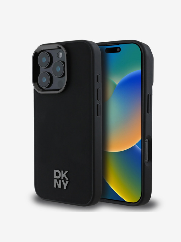 DKNY DKNY PU kožený zadný kryt s logom Magsafe pre iPhone 16 Pro čierny