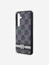 DKNY DKNY PU kožený zadný kryt so šachovnicovým vzorom a pruhmi pre Samsung Galaxy S24+ čierny