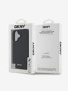 DKNY DKNY PU kožený strieborný kovový kryt s logom Magsafe pre iPhone 16 Plus čierny