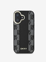 DKNY DKNY PU kožený károvaný vzor Magsafe zadný kryt pre iPhone 16 čierny