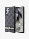 DKNY DKNY PU kožený zadný kryt so šachovnicovým vzorom a pruhmi pre Samsung Galaxy S24 Ultra Black