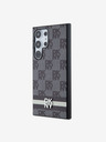 DKNY DKNY PU kožený zadný kryt so šachovnicovým vzorom a pruhmi pre Samsung Galaxy S24 Ultra Black
