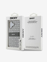 DKNY DKNY PU kožený zadný kryt s opakujúcim sa vzorom s tonálnym prúžkom pre iPhone 16 béžový