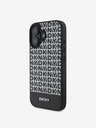 DKNY DKNY PU kožený opakujúci sa vzor spodného pruhu MagSafe zadný kryt pre iPhone 16 Plus čierny