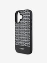 DKNY DKNY PU kožený opakujúci sa vzor spodného pruhu MagSafe zadný kryt pre iPhone 16 Plus čierny