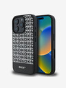 DKNY DKNY PU kožený zadný kryt MagSafe Repeat Pattern Bottom Stripe pre iPhone 16 Pro Max Black