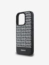 DKNY DKNY PU kožený zadný kryt MagSafe Repeat Pattern Bottom Stripe pre iPhone 16 Pro Max Black