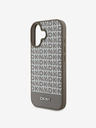 DKNY DKNY PU kožený zadný kryt MagSafe s opakovaným vzorom spodného pruhu pre iPhone 16 hnedý