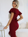 numoco Numoco NINA Elegantné šaty s ceruzkovým výstrihom - bordové