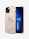 Guess PU 4G Metal Logo Zadní Kryt pro iPhone 15 Pink Obal na telefón