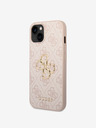 Guess PU 4G Metal Logo Zadní Kryt pro iPhone 15 Pink Obal na telefón