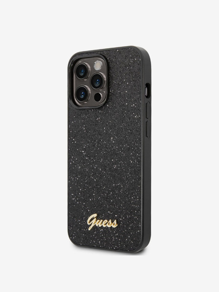 Guess Guess PC/TPU Glitter Flakes Metal Logo Zadný kryt pre iPhone 14 Pro Max Black