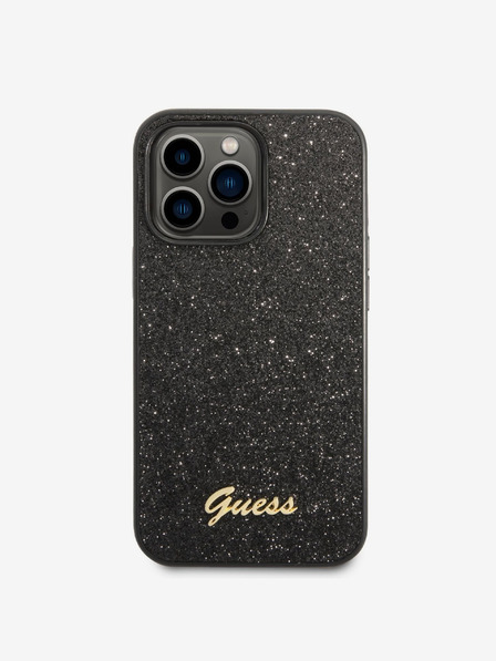 Guess Guess PC/TPU Glitter Flakes Metal Logo Zadný kryt pre iPhone 14 Pro Max Black