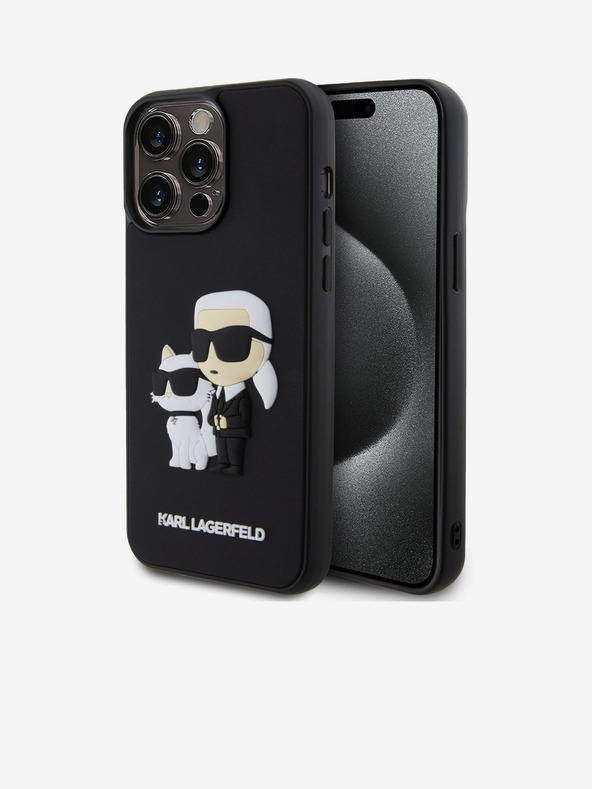 Karl Lagerfeld 3D gumený zadný kryt Karl and Choupette pre iPhone 13 Pro Max čierny Karl Lagerfeld