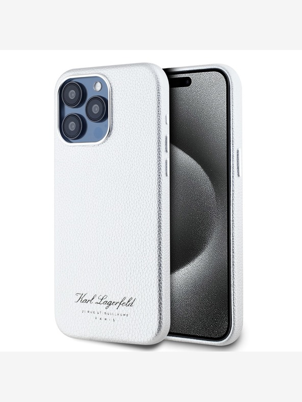 Karl Lagerfeld Grained PU Hotel RSG zadný kryt pre iPhone 15 Pro Grey Karl Lagerfeld