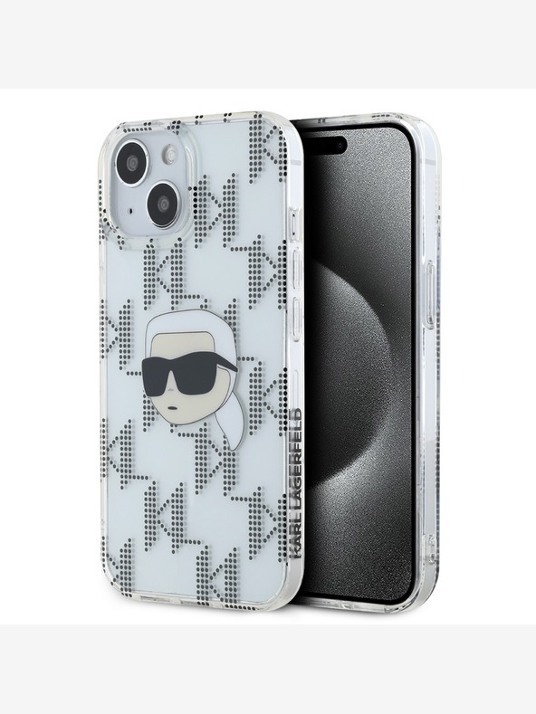 Karl Lagerfeld Karl Lagerfeld IML galvanizovaný zadný kryt Karl Head pre iPhone 15 transparentný
