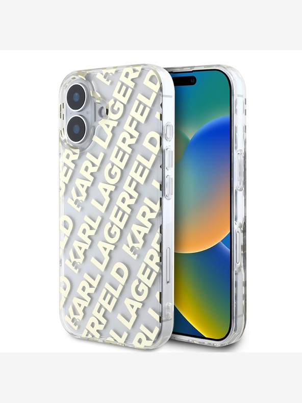 Karl Lagerfeld Karl Lagerfeld IML Galvanizované opakované logo Zadný kryt pre iPhone 16 zlatý