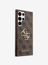 Guess Guess PU 4G kovový zadný kryt s logom pre Samsung Galaxy S23 Ultra Brown