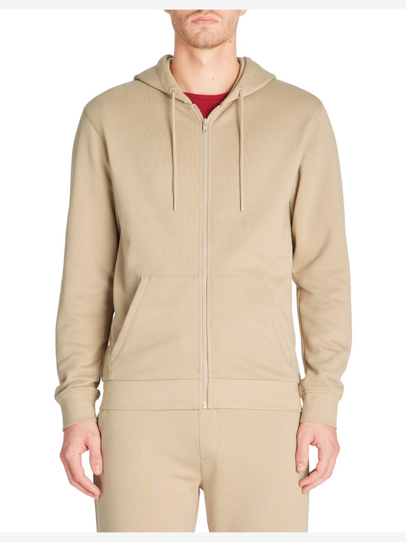 Celio Béžová pánska mikina na zips Celio Fethree