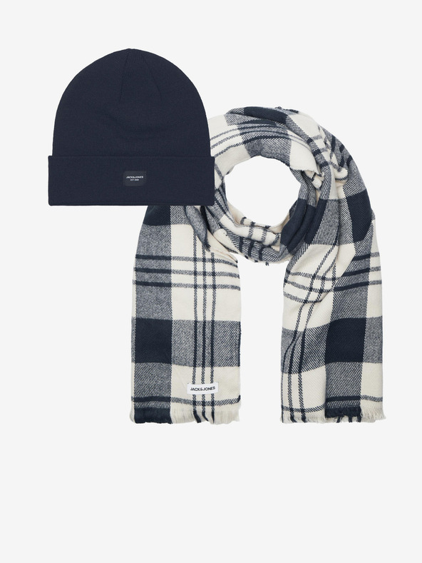 Jack & Jones Jack & Jones Frost pánsky tmavomodrý set čiapky a šálu