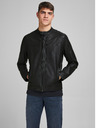 Jack & Jones Čierna kožená bunda Jack & Jones Warner