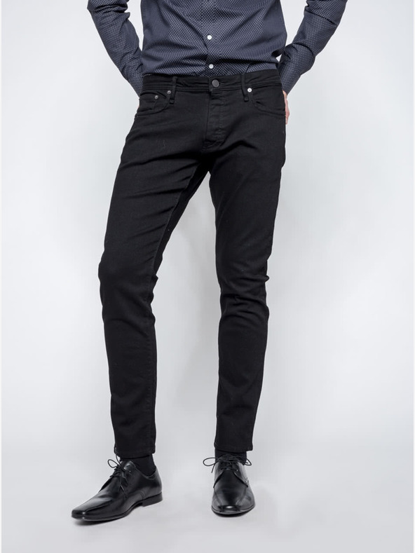 Jack & Jones Čierne pánske džínsy Jack & Jones Glenn