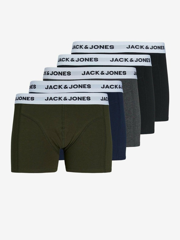 Jack & Jones Sada piatich boxeriek Jack & Jones v khaki, modrej, sivej a čiernej farbe