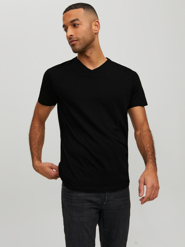 Jack & Jones Čierne pánske základné tričko Jack & Jones