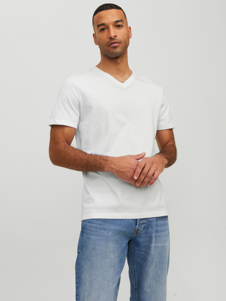 Jack & Jones Biele pánske základné tričko Jack & Jones