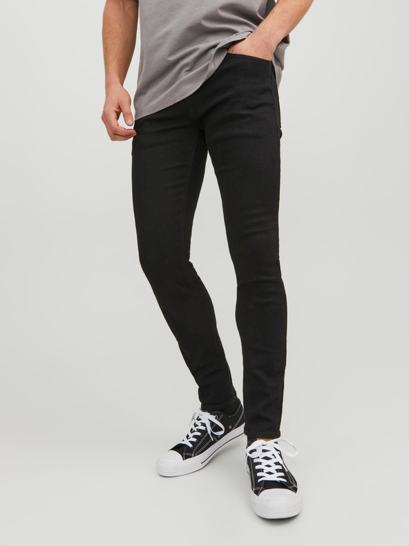 Jack & Jones Čierne pánske džínsy úzkeho strihu Jack & Jones Liam