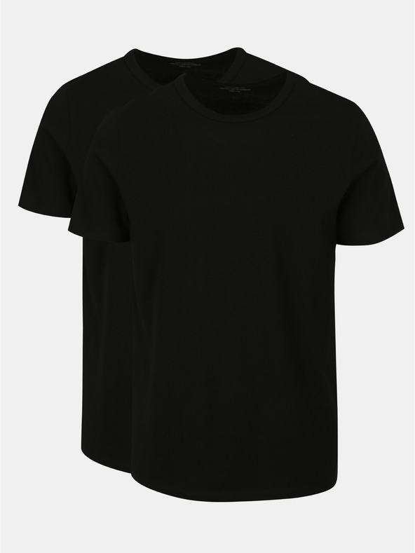 Jack & Jones Sada dvoch čiernych pánskych tričiek Jack & Jones Basic s krátkym rukávom