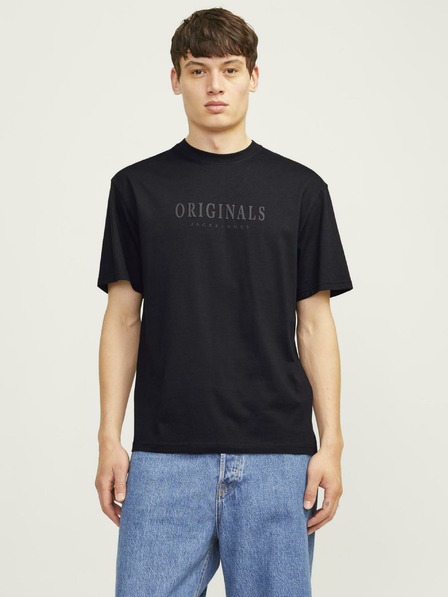 Jack & Jones Čierne pánske tričko Jack & Jones Frederiks