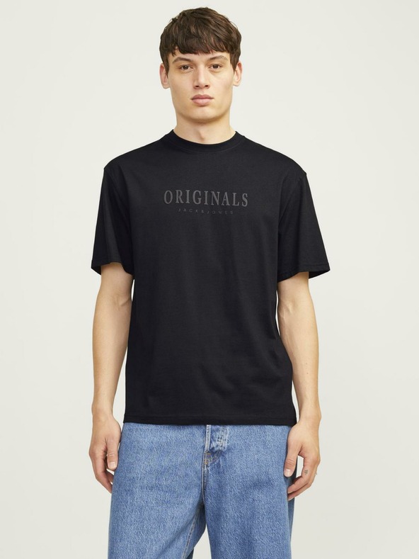 Jack & Jones Čierne pánske tričko Jack & Jones Frederiks