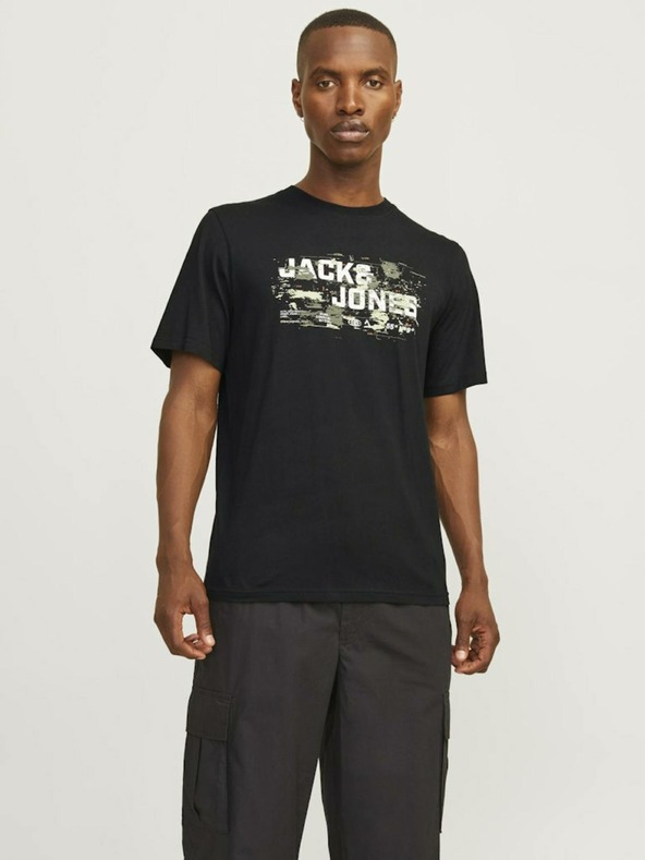Jack & Jones Čierne pánske tričko Jack & Jones Outdoor