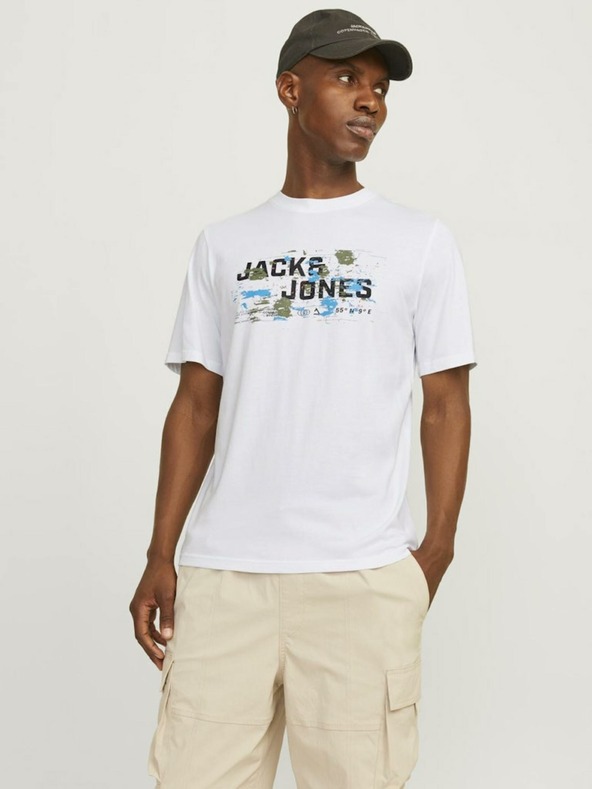 Jack & Jones Biele pánske tričko Jack & Jones Outdoor