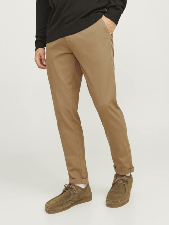Jack & Jones Svetlohnedé pánske chino nohavice Jack & Jones Marco